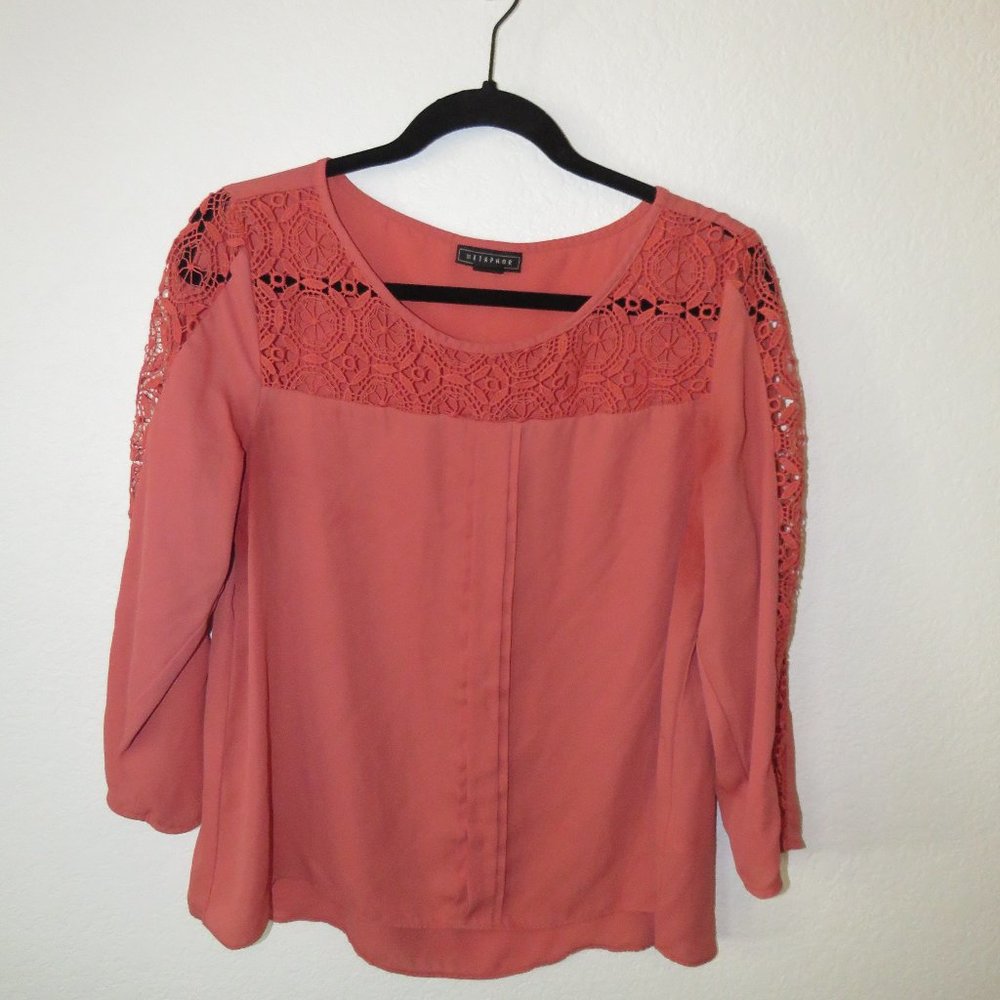 Peach/Salmon Blouse with floral cutout